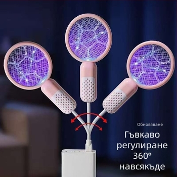 Електрическа мухобойка за комари с LED светлина, USB захранване, обхват 41-60㎡, мрежа Ni-Zn-Fe