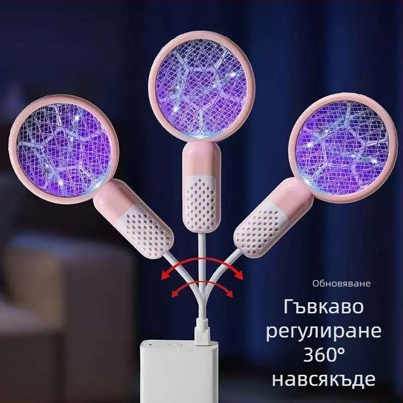 Електрическа мухобойка за комари с LED светлина, USB захранване, обхват 41-60㎡, мрежа Ni-Zn-Fe