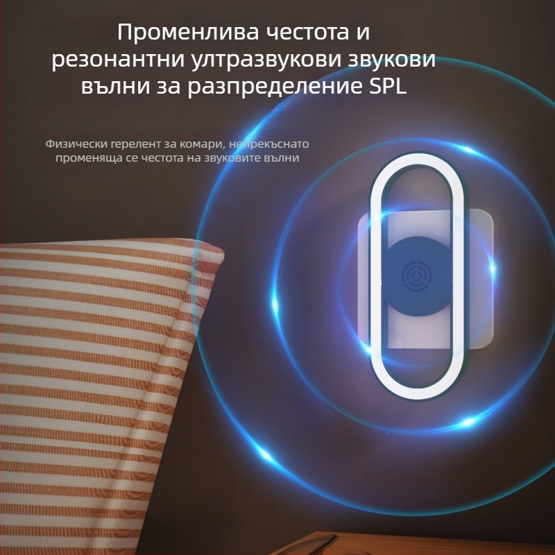 Интелигентна гласово контролирана ултразвукова репелентна нощна лампа за комари – захранване от мрежата, обхват 10 m², LED светлина, ABS корпус, без батерия