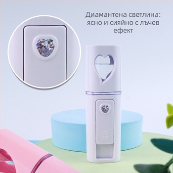 Ръчно устройство за хидратация и пръскане – студено пръскане, нано пръскане, вградена батерия 300–500 mAh, време на пръскане до 10 s, режим 1