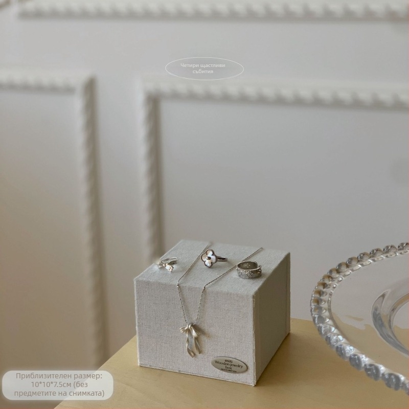 Стойка за показване на бижута от лен и дърво, мултифункционална, корейски стил