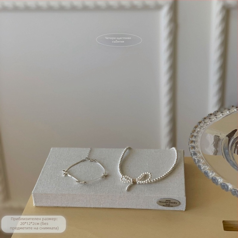 Стойка за показване на бижута от лен и дърво, мултифункционална, корейски стил