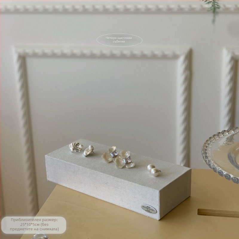 Стойка за показване на бижута от лен и дърво, мултифункционална, корейски стил