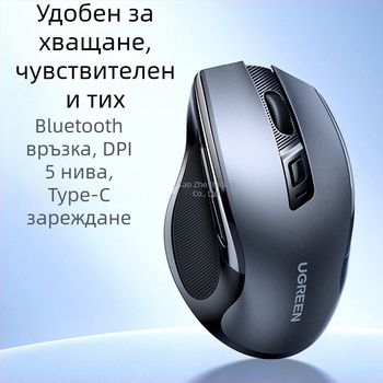 Безжична гейминг мишка с двоен режим Bluetooth и 2,4 GHz, тиха, ергономична Mu101