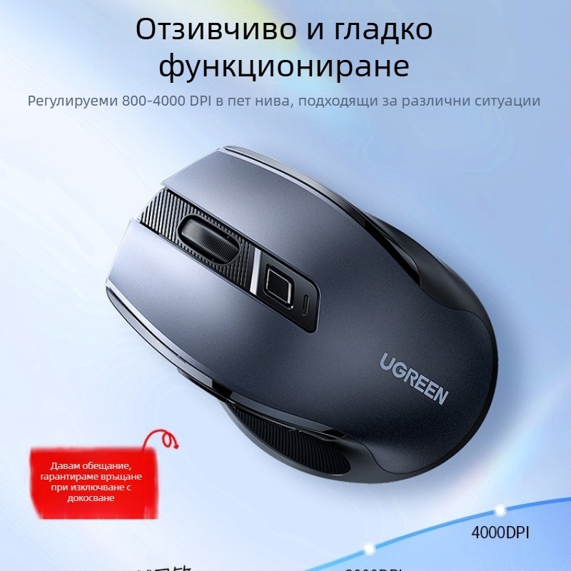 Безжична гейминг мишка с двоен режим Bluetooth и 2,4 GHz, тиха, ергономична Mu101