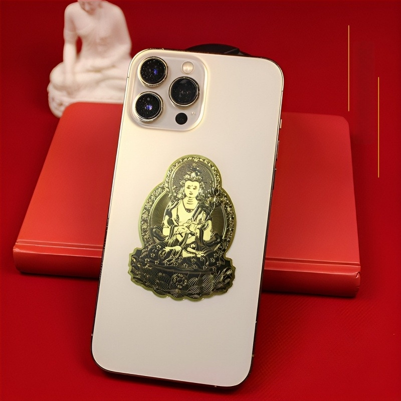 Стикери за телефон и таблет с тема Будда за късмет, Дванадесет знака зодиака и Осем покровители; метал, UV печат; стил: Нов Китайски стил