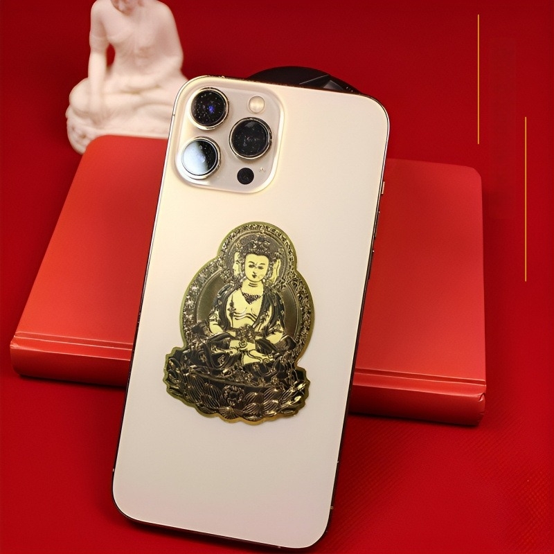 Стикери за телефон и таблет с тема Будда за късмет, Дванадесет знака зодиака и Осем покровители; метал, UV печат; стил: Нов Китайски стил