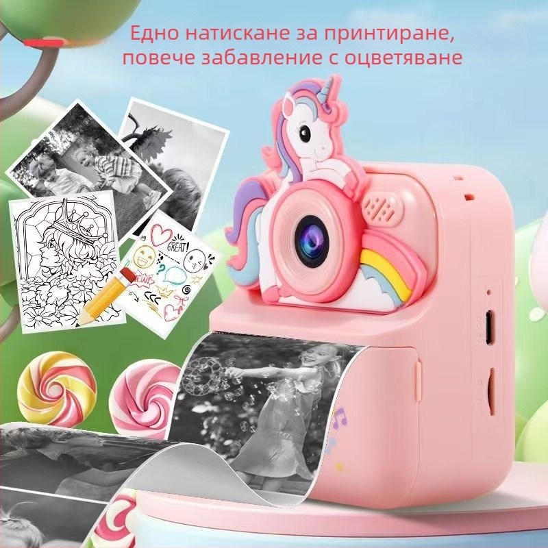 Детска камера за мгновен печат, модел Y900, 1080P, TF карта, ABS+Силиконов корпус, пускане през 2025 г.