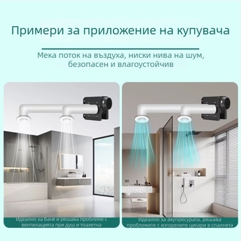 Разделен канален изпускателен вентилатор, едно към две за баня и кухня, HF18B, 220V, 40W, Енергийната ефективност II, Механично управление