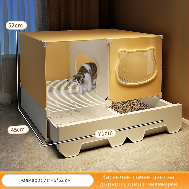 Шкаф за котешка тоалетна, коридорен тип против разпръскване на пясък, полузакрита конструкция, PVC материал