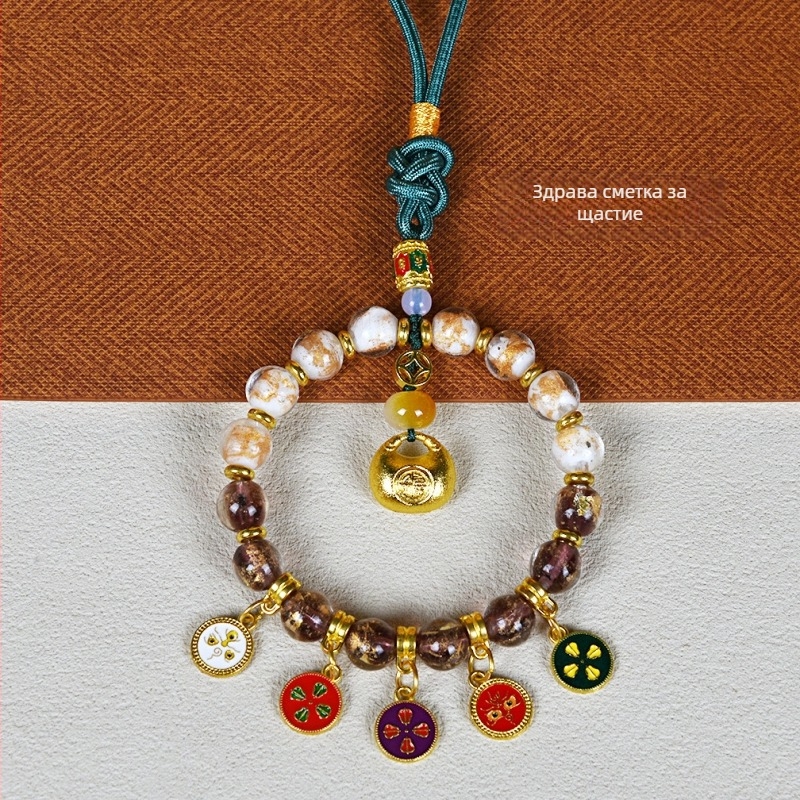 Висулка за кола с Бог богатства за пет направления, сплав, глазура с златно фолио и ароматна глазура, модерен стил