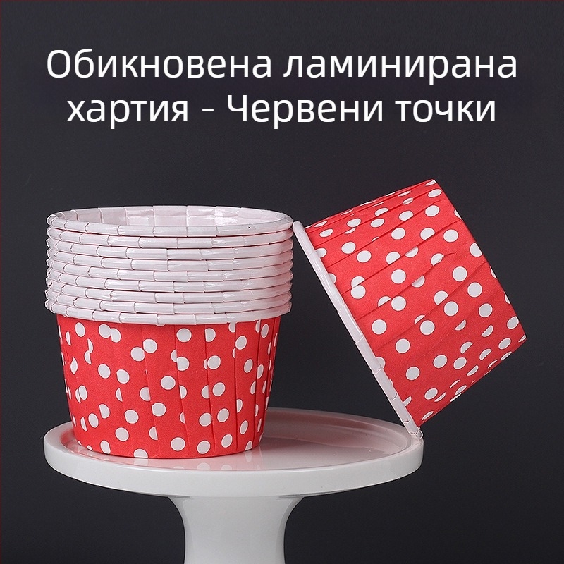 Хартия за мъфини за печене – ламинирана, PET покритие, 170 г/м², Jiang xiaopei