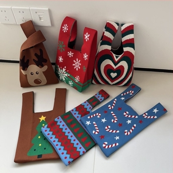 Плетена чанта за ежедневна употреба, вертикална квадратна форма, полиестер, без подплата, външен джоб, без презрамки