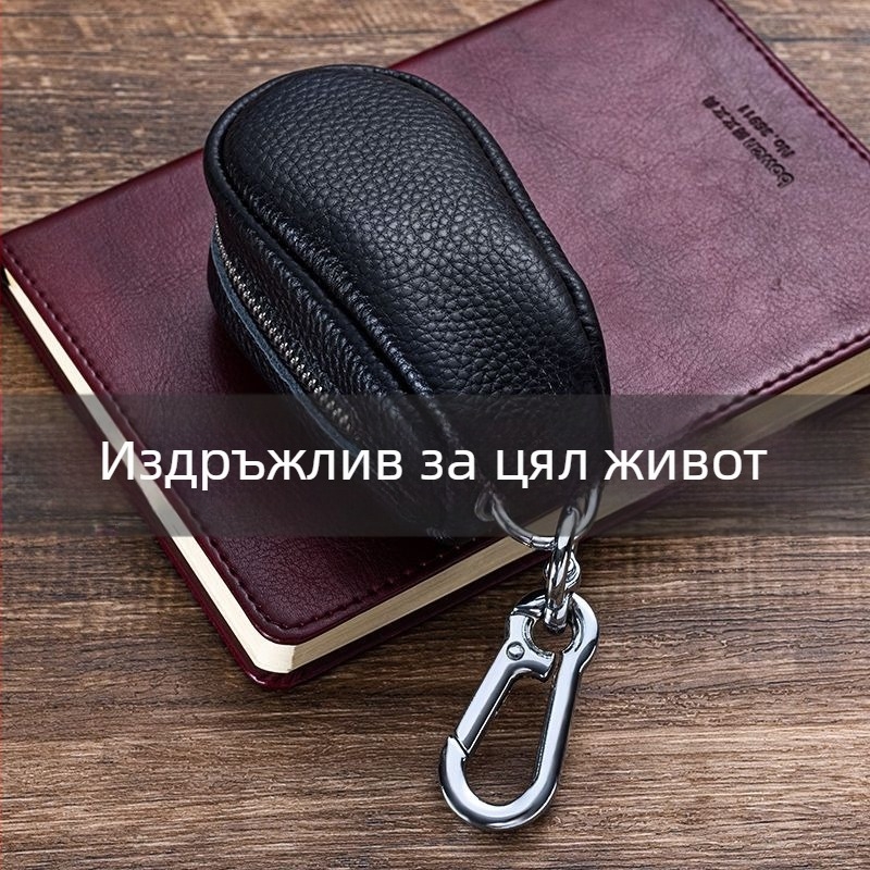 Ключодържател от топ-гран кожа, голям капацитет, мултифункционален кожен калъф за автомобилни ключове, унисекс катарама