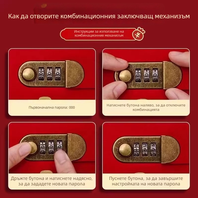 Органайзер за банкови книжки с паролно заключване – имитационна кожа, държач за книжки и чекове, модел Cd dj, марка Full chain, код на продукта Get rich money book