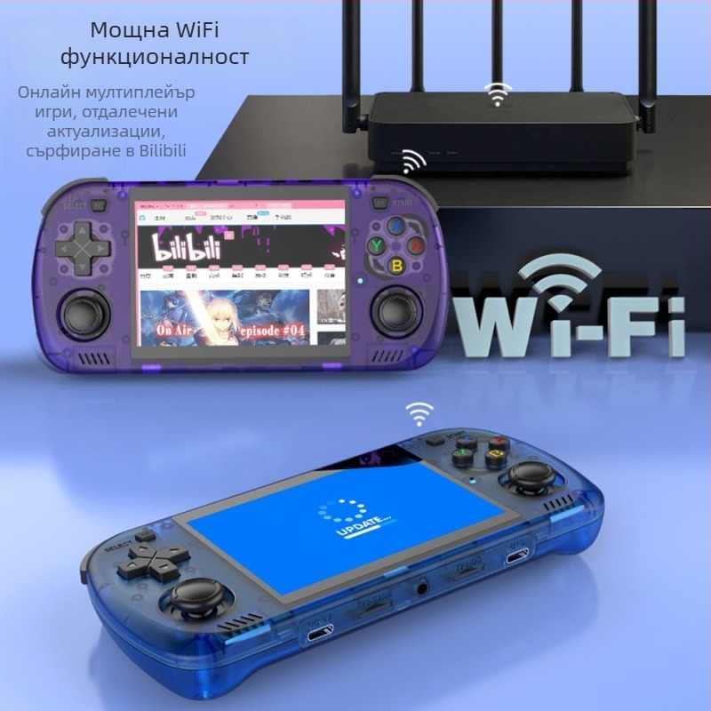 Преносима конзола за аркадни игри с двойен джойстик, PSP-стилен ретро дизайн, Linux OS, 64GB памет, безжична връзка