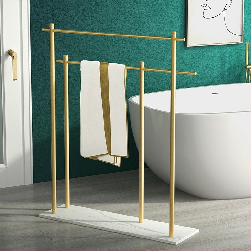 Стойка за кърпи за баня — алуминиева сплав, 2 слоя, носимост до 20 кг, окислена повърхност, модерен минималистичен стил