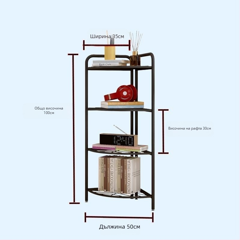 Подов ъглов стелаж за баня, 5-етажен триъгълен, от 304 неръждаема стомана, пластмасово покритие, CE сертифициран