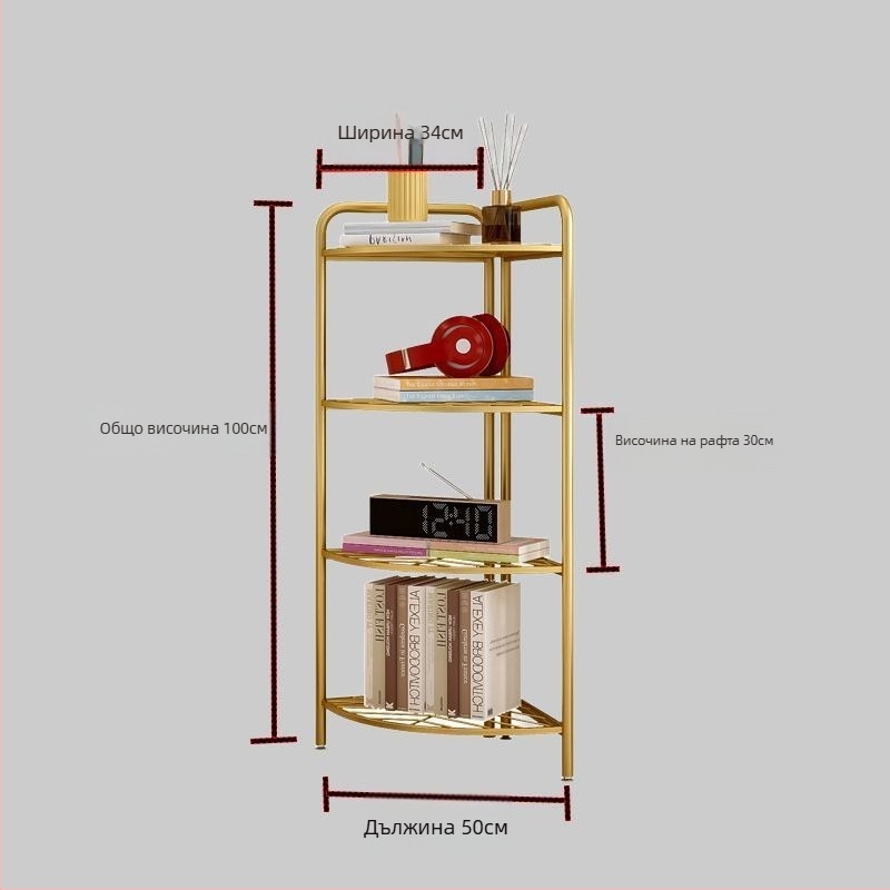 Подов ъглов стелаж за баня, 5-етажен триъгълен, от 304 неръждаема стомана, пластмасово покритие, CE сертифициран