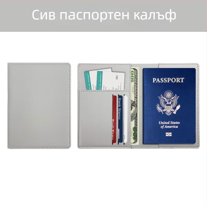 PU кожен паспортен калъф с персонализируемо лого, защита срещу кражба, мултифункционален организатор на документи за пътуване, унисекс