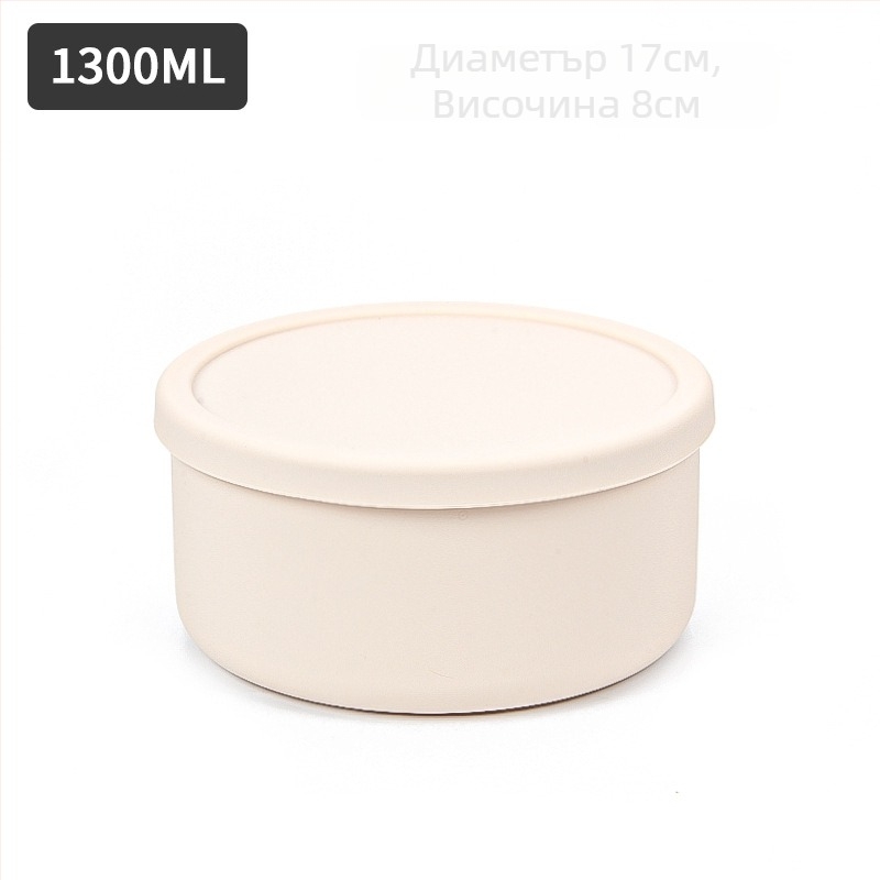 Силиконова бебешка купа за хранене, кръгла, термоустойчива, с капак, изолирана кутия за обяд за деца