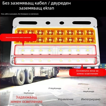 LED странична светлина за ремаркето на камион, 12/24V, IP68 водоустойчива, двойна редица LED, корпус от PC, живот 50 000 ч