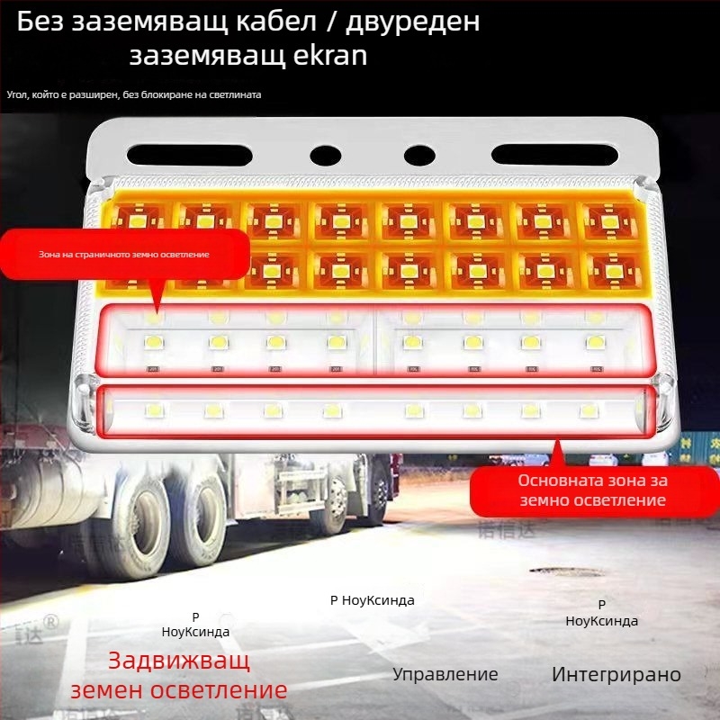 LED странична светлина за ремаркето на камион, 12/24V, IP68 водоустойчива, двойна редица LED, корпус от PC, живот 50 000 ч