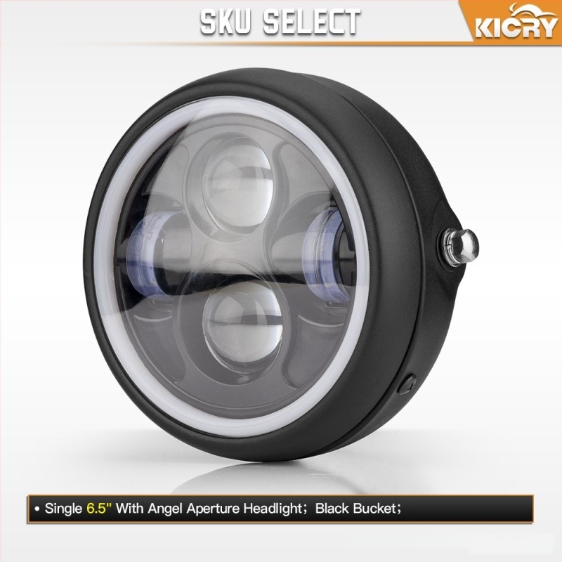 LED преден фар за мотоциклет Harley cafe racer, ретро стил, метален корпус, IP66 защита, DC12V, 12W, 1750 lm
