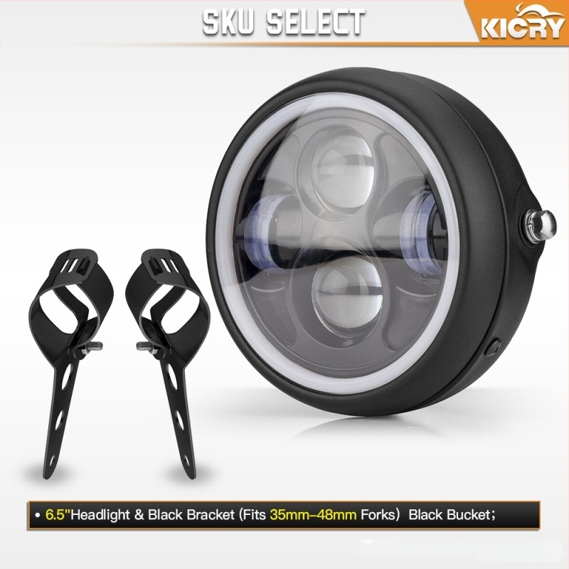 LED преден фар за мотоциклет Harley cafe racer, ретро стил, метален корпус, IP66 защита, DC12V, 12W, 1750 lm