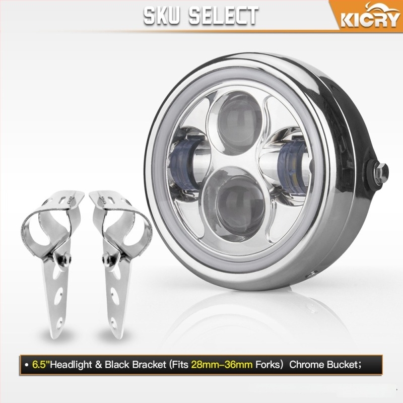 LED преден фар за мотоциклет Harley cafe racer, ретро стил, метален корпус, IP66 защита, DC12V, 12W, 1750 lm