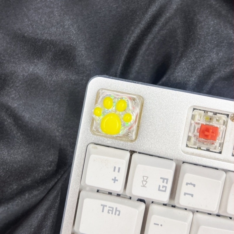 DIY смолна ключ капачка с котешка лапка – полупрозрачна, ръчна изработка, съвместима с cross-stem механични клавиатури, печатано лого, персонализирана обработка, лицензирана частна марка