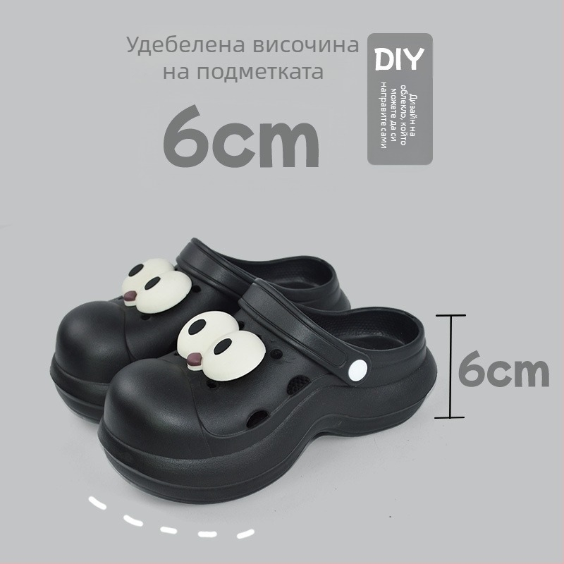 Qi Dashun Crocs-стил Foam EVA сандали за жени, дишащи високи токчета, за плаж и градина, подметка 3.5 cm+