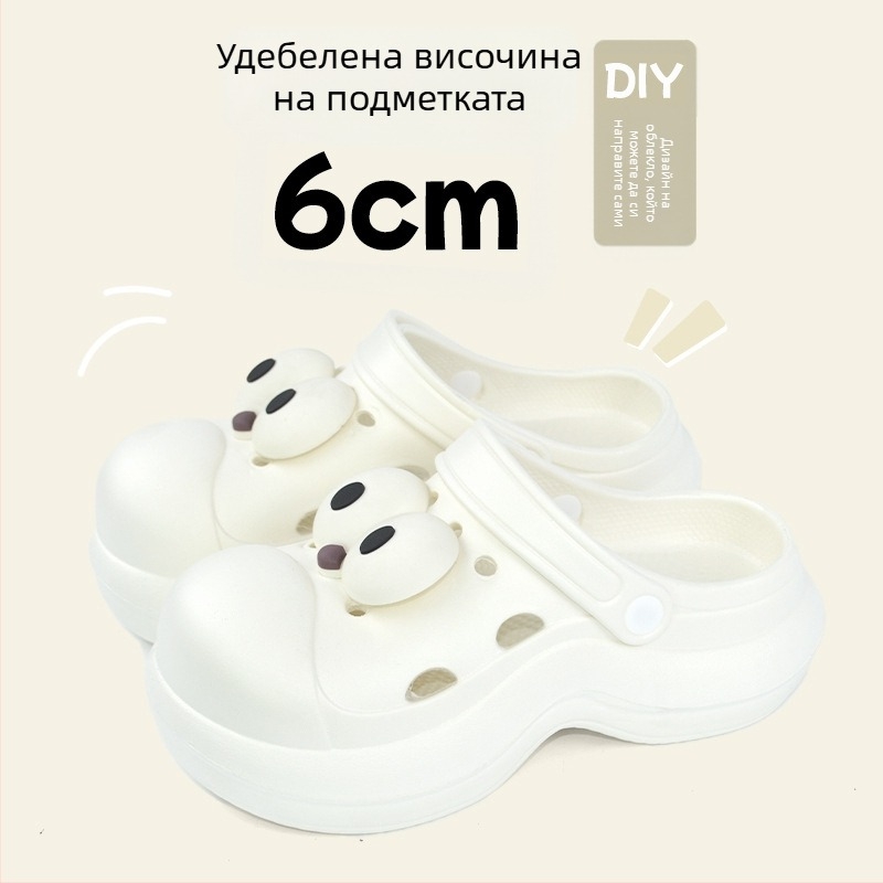 Qi Dashun Crocs-стил Foam EVA сандали за жени, дишащи високи токчета, за плаж и градина, подметка 3.5 cm+