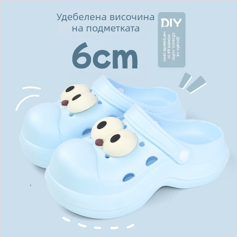 Qi Dashun Crocs-стил Foam EVA сандали за жени, дишащи високи токчета, за плаж и градина, подметка 3.5 cm+