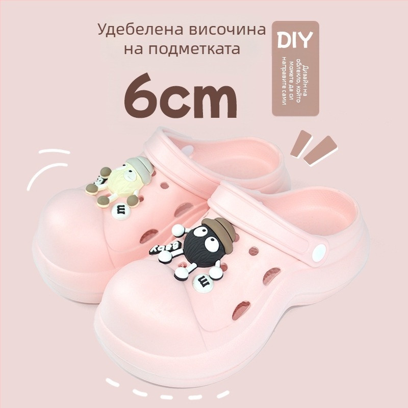 Qi Dashun Crocs-стил Foam EVA сандали за жени, дишащи високи токчета, за плаж и градина, подметка 3.5 cm+