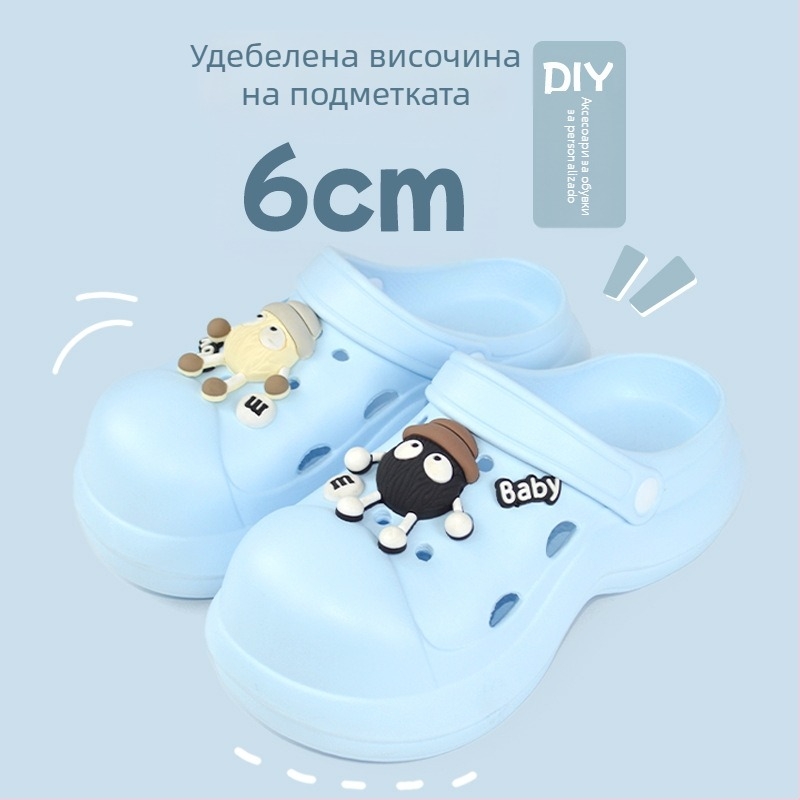 Qi Dashun Crocs-стил Foam EVA сандали за жени, дишащи високи токчета, за плаж и градина, подметка 3.5 cm+
