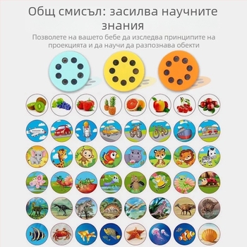 Проекционна светлинна играчка за ранно образование с разпознаване на форми и учене на цифри; пластмасова конструкция.