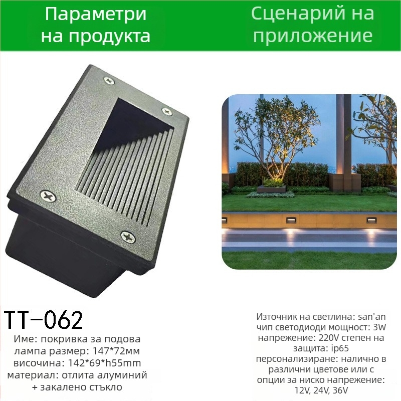LED ъглова лампа със сензор за външни стъпала, вградена стъпкова светлина, корпус за подножка – TT-061, Tiantai Lighting, Материал: die-cast алуминий, Дебелина: 2 мм