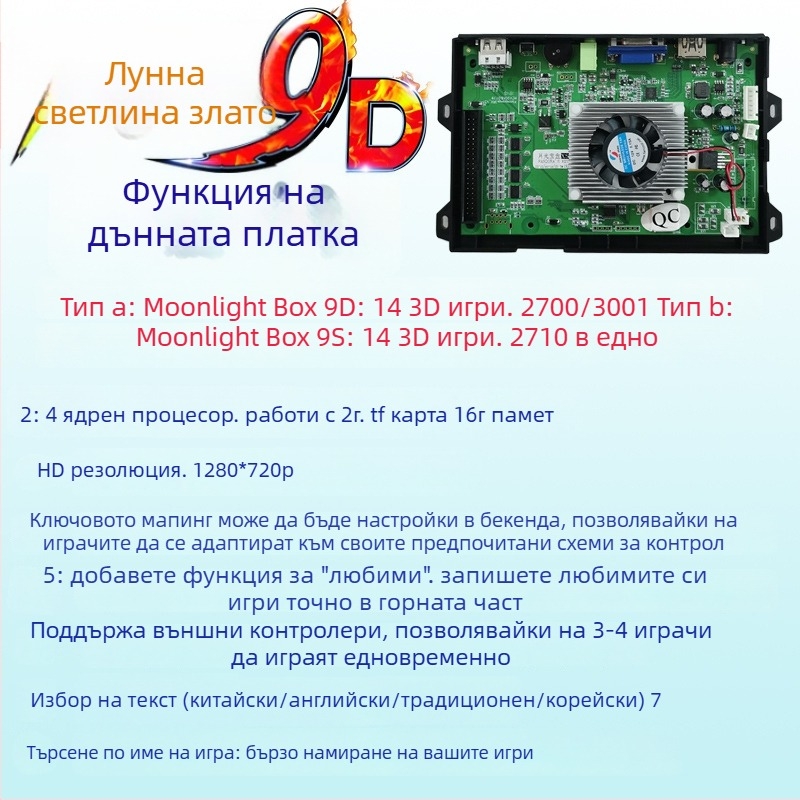 Аркадна дънна платка за игри 3D Pandora EX — Android, 128 GB памет, HDMI/VGA/USB интерфейси, Paperback версия на играта, стил носталгичен