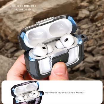 Калъф за AirPods Pro 3/2/4 поколения — TPU+PC, прозрачен дизайн, антипадане