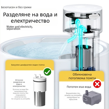 Автоматичен диспенсер за вода за домашни любимци, керамичен резервоар, безжичен презареждащ модел, разглобяем дизайн, вода с постоянна температура, подходящ за котки и кучета