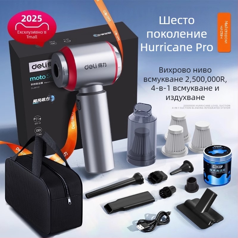 Ръчна прахосмукачка за кола и дом, безжична, презареждаща, 7.4V 120W, 4000Pa