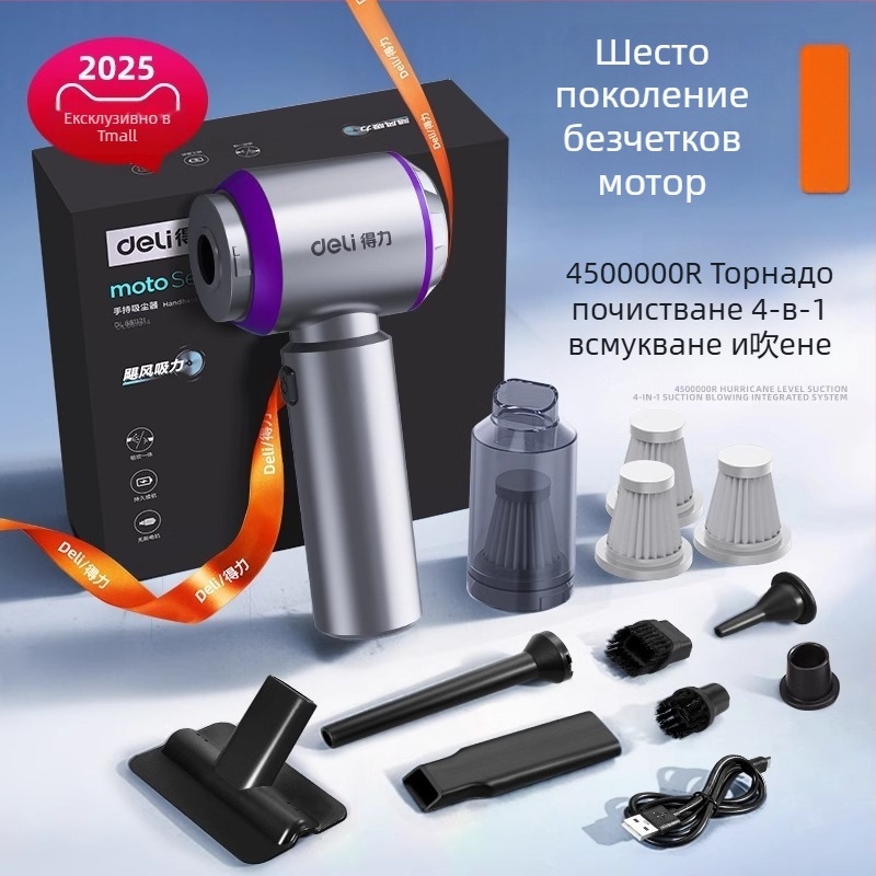 Ръчна прахосмукачка за кола и дом, безжична, презареждаща, 7.4V 120W, 4000Pa