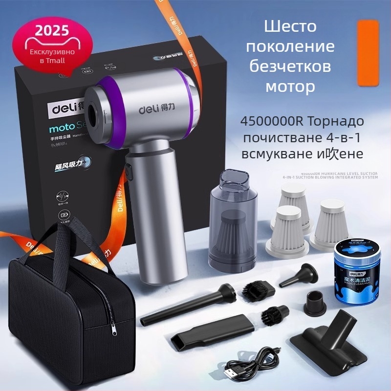 Ръчна прахосмукачка за кола и дом, безжична, презареждаща, 7.4V 120W, 4000Pa