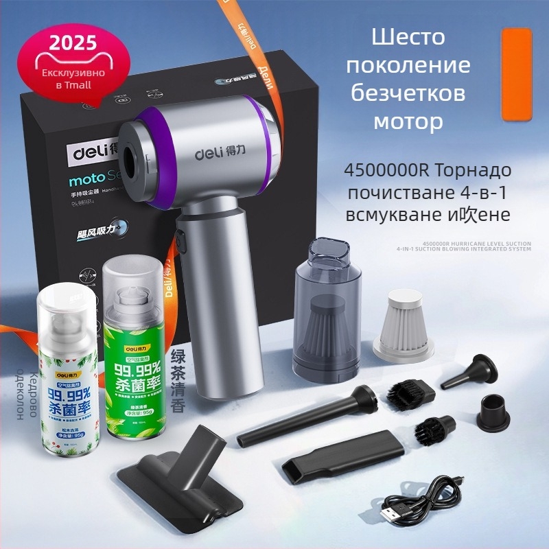 Ръчна прахосмукачка за кола и дом, безжична, презареждаща, 7.4V 120W, 4000Pa