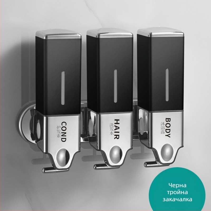 Стенно дозатор за сапун за баня и кухня – пластмасов, хромирано покритие, ръчно натискане, марка Hannai, тегло 0,643 кг