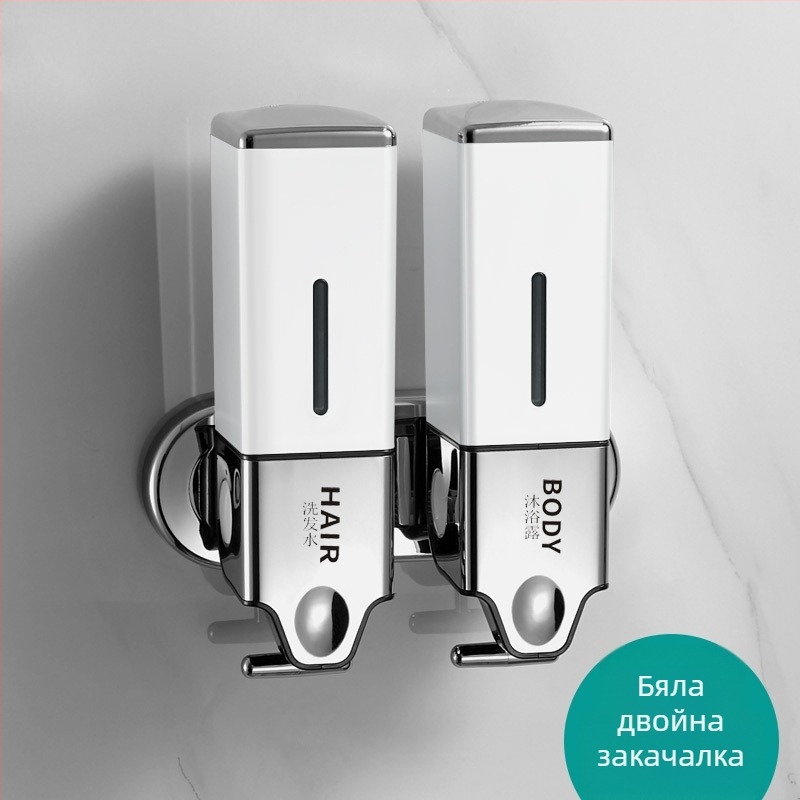 Стенно дозатор за сапун за баня и кухня – пластмасов, хромирано покритие, ръчно натискане, марка Hannai, тегло 0,643 кг