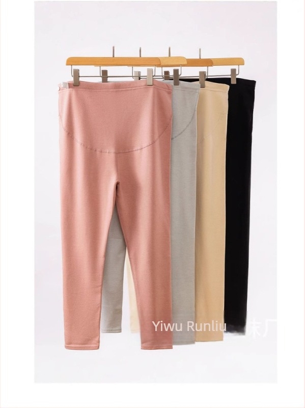 Бременни термални клинове с висока талия, Derong двустранно кадифено покритие, абдоминална опора, 90–95% полиестер, висока еластичност, тънък материал, Зима 2024