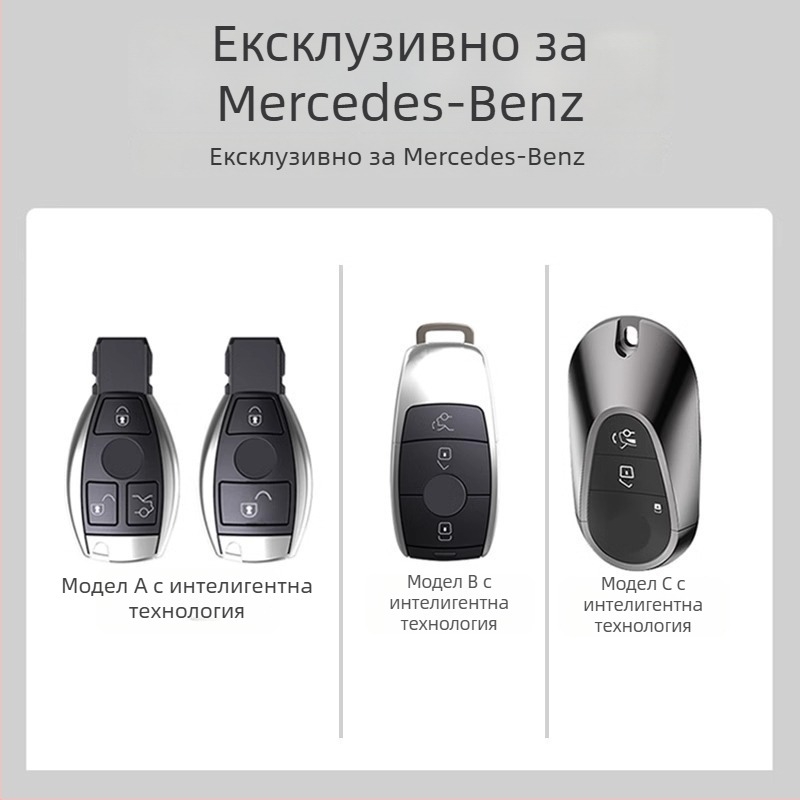 Калъф за ключове от цинков сплав за Mercedes-Benz E-Class, C-Class, GLC и GLA – прост стил, без персонализация
