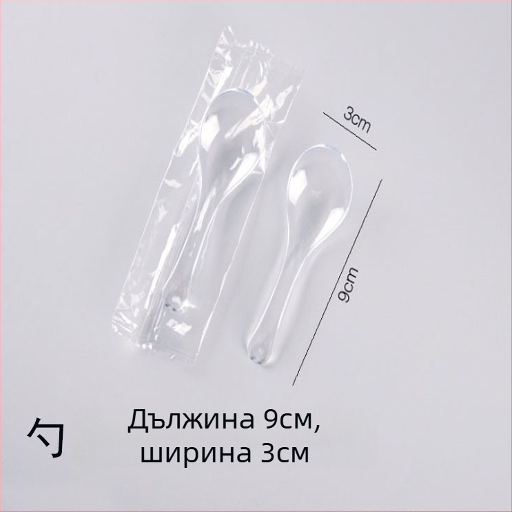 Пластмасови еднократни лъжици Bibimbap, опаковка 100 бр., за доставки, неподходящи за микровълнова печка